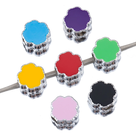 DIY Jewelry Accessories CCB Plastic Loose Beads Heart Four Leaf Clover Rabbit Shape Large Hole Electroplated Colorful Beads For Bracelet Necklace Making Women Cartoon Style Craft Supplies