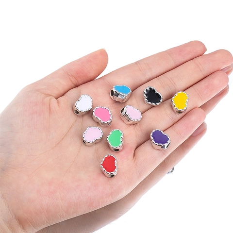 DIY Jewelry Accessories CCB Plastic Loose Beads Heart Four Leaf Clover Rabbit Shape Large Hole Electroplated Colorful Beads For Bracelet Necklace Making Women Cartoon Style Craft Supplies