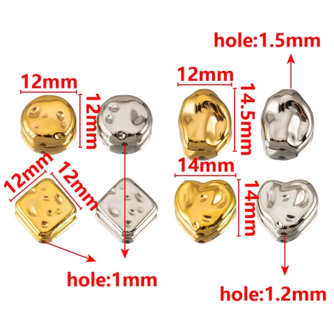 Moderne Kunststoff Herz Quadrat Runde Unregelmäßige Perlen Gold Silber Lava Textur DIY Schmuckherstellung Armband Halskette Perlen