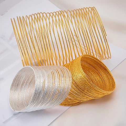 Textured Iron Wire Loops For DIY Jewelry Making Gold Silver Tone Multilayer Stacked Bracelets Fashion Craft Findings Accessories