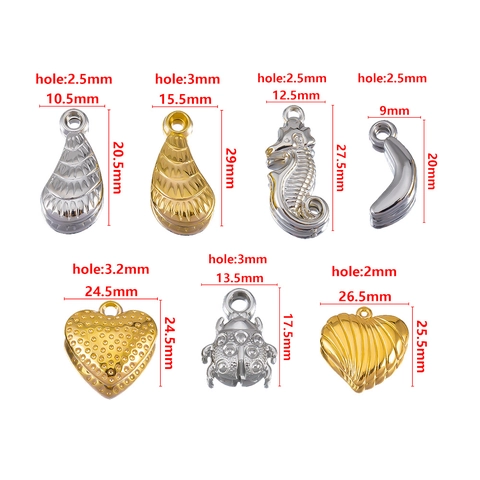 Metallic CCB Plastic Pendants DIY Jewelry Making Charms Heart Shell Seahorse Beetle Shape Electroplated Accessories For Necklace Bracelet