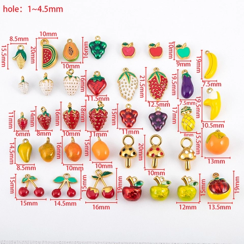 304 Stainless Steel Fruit Enamel Pendants For DIY Jewelry Strawberry Banana Apple Cherry Charms For Necklaces Bracelets