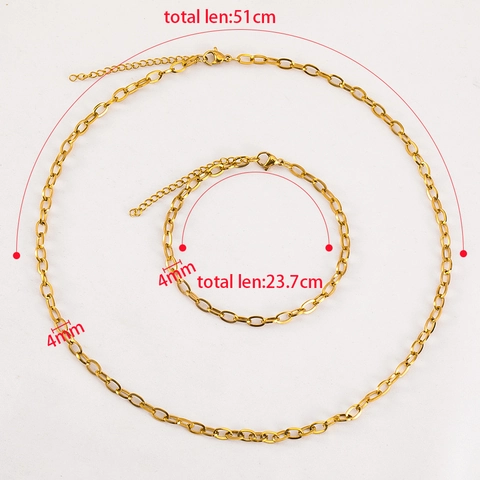 Stainless Steel Oval Link Paperclip Chain Necklace Bracelet For Women Gold Steel Color Jewelry With Toggle Clasp Lobster Clasp