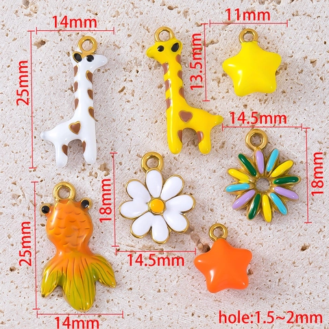 Playful Cartoon 304 Stainless Steel Enamel Charms For DIY Jewelry Making Cute Animal Flower Star Heart Shape Pendants