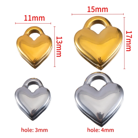 Stainless Steel Heart Charm For DIY Jewelry Making Polished Gold Silver Metal Heart Pendant Accessories Jewelry Findings
