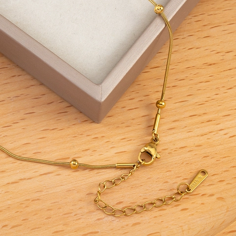 Minimalist Stainless Steel Snake Chain Necklace With Beads Lobster Clasp Round Bead Chain For DIY Jewelry Making Bracelet Accessory Gold Steel Color