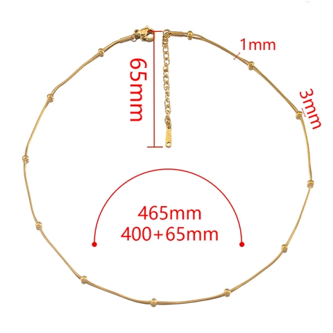 Minimalist Stainless Steel Snake Chain Necklace With Beads Lobster Clasp Round Bead Chain For DIY Jewelry Making Bracelet Accessory Gold Steel Color