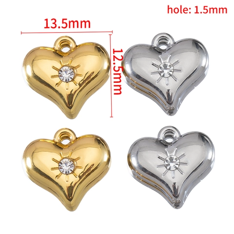 Pendentif en Alliage de Forme Cœur avec Strass pour Création de Bijoux DIY Breloques Cœur Or Argent pour Colliers Bracelets
