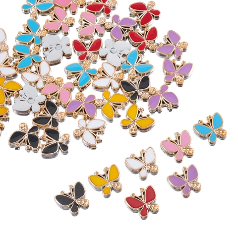 Alloy Butterfly Charms Drip Oil Enamel Pendants For DIY Earring Necklace Bracelet Jewelry Making Accessories Craft Decor