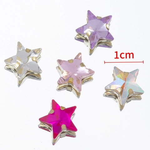 Perline a Artiglio in Strass di Vetro a Forma di Stella da 10mm Con Base in Metallo per Creazione Gioielli DIY Cucito Decorazioni Abbigliamento