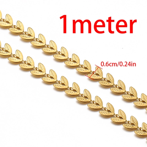 Stainless Steel Leaf Chain DIY Jewelry Making Accessory Leaf Shape Bone Chain Hollow Out Solid Leaf Tassel Gold Steel