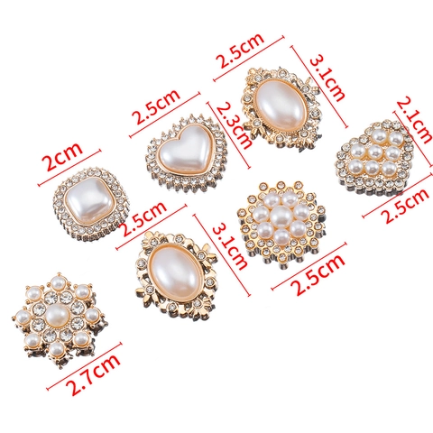 Plastic Resin Flower Disk Buckles For Hair Accessories And DIY Clothing Decor Vintage Baroque Decorative Buttons With Artificial Pearl Rhinestone Embellishments