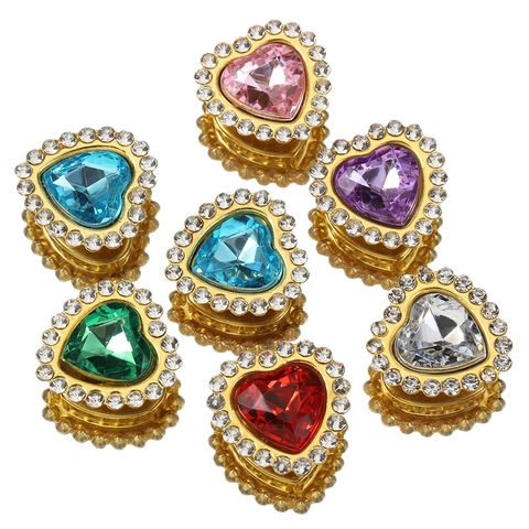 Heart Rhinestone Buttons For DIY Bows Hair Accessories Electroplated Iron Crystal Heart Findings For Crafting Wedding Decor