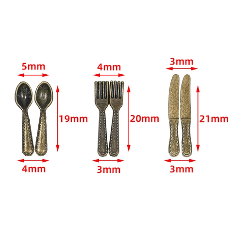 Vintage Alloy Miniature Tableware Pendant Retro Simulation Knife Fork Spoon Pendant For DIY Jewelry Making Dollhouse Accessories