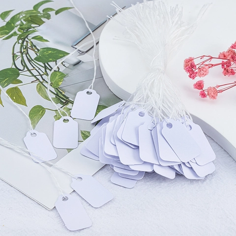 White Cardboard Price Tags Blank Hanging Labels With Cotton String For Jewelry DIY Gift Packaging Marking Labels