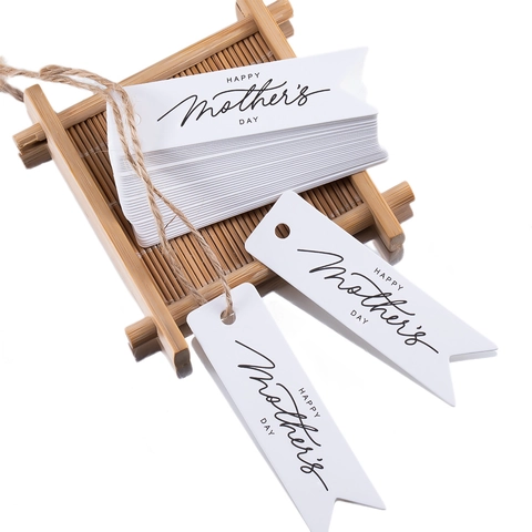 Festa della Mamma Happy Mother's Day Stampato Carta Bianca Etichette Regalo Artistico Coda di Rondine Confezione Regalo Decorazione