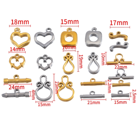 Roestvrijstalen Knevelsluitingen Hart Waterdruppel Vierkante Vormen Voor DIY Sieraden Maken Goud Staal Plaat Ketting Armband Connectoren Benodigdheden