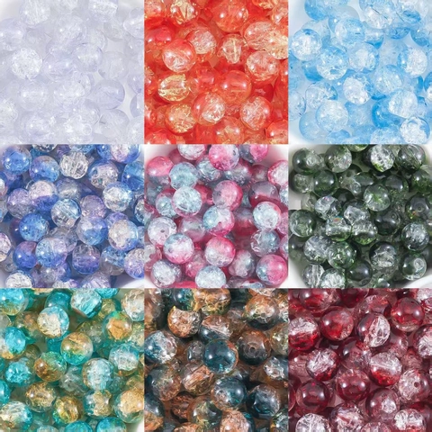 10mm Bunte Crackle Glasperlen Für Die Schmuckherstellung DIY Verlauf Burst Crack Lose Perlen Für Handgemachte Armband Zubehör