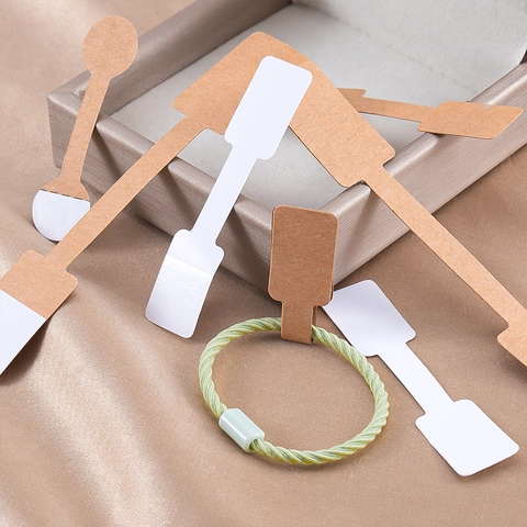 Jewelry Price Tags Kraft Paper Self Adhesive Dumbbell Labels For Rings Necklaces Bracelets Eyeglasses Identification Stickers