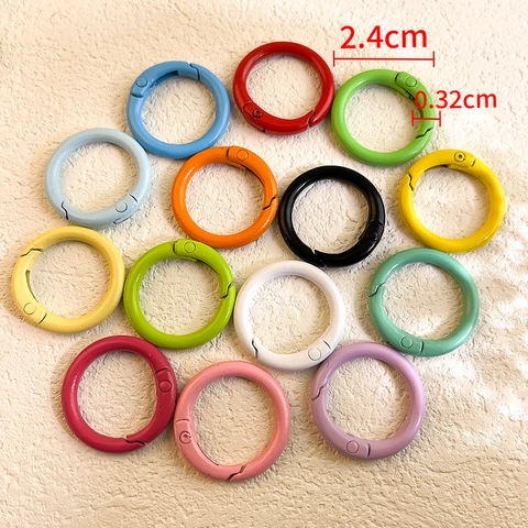 Colorful Alloy Round Spring Gate Rings 24mm Open O Ring Connectors For DIY Jewelry Making Keychain Bag Accessories Crafting