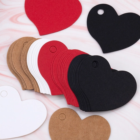 Heart Shaped Paper Gift Tags Vintage Kraft Cardboard Blank Message Labels For Wedding Party Decoration DIY Craft Tags
