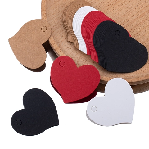 Blank Kraft Paper Heart Rectangle Gift Tags Cardstock DIY Hanging Labels For Wedding Party Bakery Price Wish Cards Tags