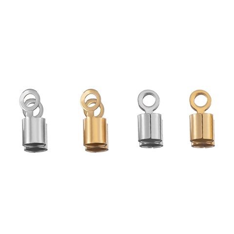 Stainless Steel Barrel Cord End Caps Jewelry Findings For DIY Necklace Bracelet Making Electroplated Gold Silver Connector Parts