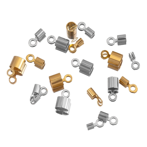 Stainless Steel Barrel Cord End Caps Jewelry Findings For DIY Necklace Bracelet Making Electroplated Gold Silver Connector Parts