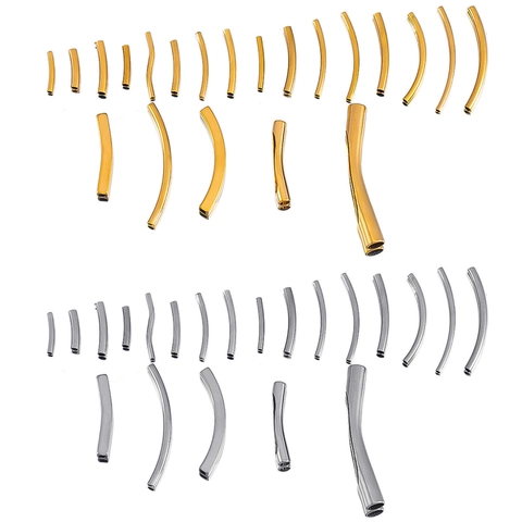 Stainless Steel Curved Tube Beads Smooth Mirror Finish Metal Spacers For Bracelet Necklace Jewelry Making Supplies Accessories