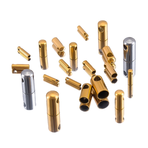 Stainless Steel Cord End Caps For DIY Jewelry Making Column Shape Cylindrical Connectors For Necklace Bracelet Findings