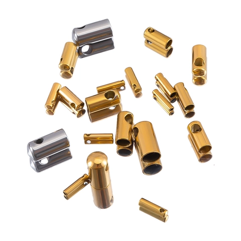 Stainless Steel Cord End Caps For DIY Jewelry Making Column Shape Cylindrical Connectors For Necklace Bracelet Findings