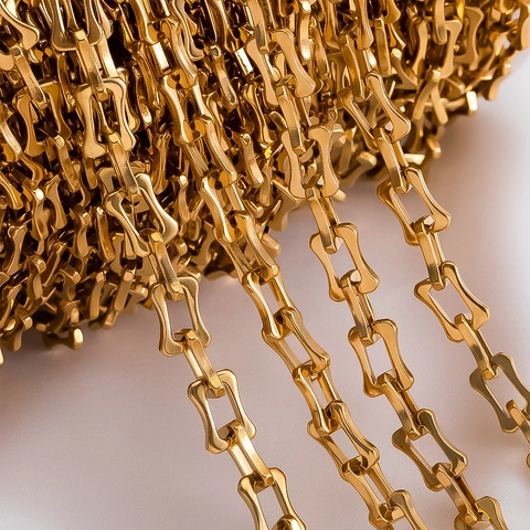 Stainless Steel DIY Jewelry Chain Link Rectangular Bone Shape For Necklace Bracelet Making Industrial Fashion Accessories