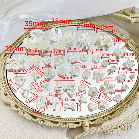 Crèmewitte Parellans Plastic Hars Kralen Voor DIY Sieraden Maken Accessoires Onregelmatige Bloem Hart Ster Schelp Kruis Strik Tussenkralen