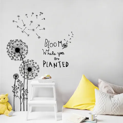 Abnehmbare Löwenzahn Wandtattoo PVC Wasserdichte Wandaufkleber Mit Inspirierendem Zitat Für Wohnzimmer Schlafzimmer Deko