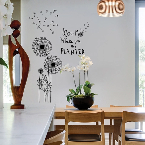 Abnehmbare Löwenzahn Wandtattoo PVC Wasserdichte Wandaufkleber Mit Inspirierendem Zitat Für Wohnzimmer Schlafzimmer Deko