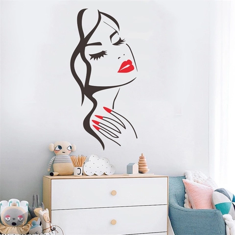 Modern Minimalistisch Weiblich Silhouette Wandtattoo PVC Wasserdicht DIY Geschnitztes Vinyl Kunst Dekor Für Schlafzimmer Salon
