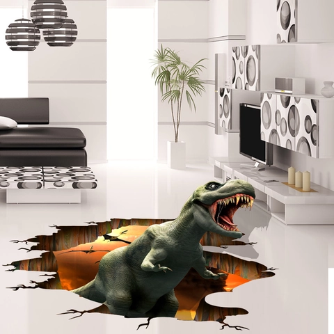 3D Dinosauriër Muursticker Verwijderbaar PVC Waterdicht T-Rex Door De Muur Sticker Voor Kinderkamer Woonkamer Slaapkamer Huis Decor