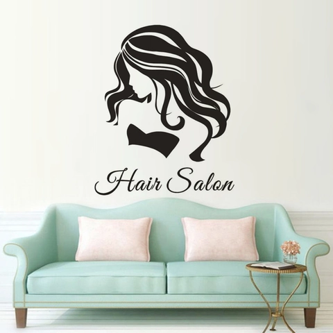 Hair Salon Vinyl Wall Decal Elegant Woman Silhouette Beauty Parlor Decor Waterproof Removable Black PVC Carved Wall Sticker