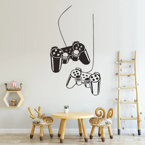 Sticker Mural Créatif Moderne de Manette de Jeu en Vinyle Décalcomanie Imperméable en PVC pour Décoration de Salon et Chambre