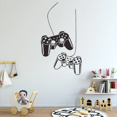 Sticker Mural Créatif Moderne de Manette de Jeu en Vinyle Décalcomanie Imperméable en PVC pour Décoration de Salon et Chambre