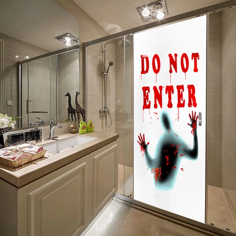 Halloween Horror Wall Sticker Blood Handprint Human Silhouette Waterproof PVC Decal Spooky Party Door Glass Window Decor