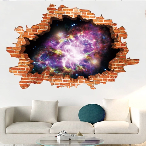 3D Gebrochene Wand Galaxie Nebel Wandtattoo PVC Abnehmbare Weltraum Sternenhimmel Aufkleber Für Kinderzimmer Schlafzimmer