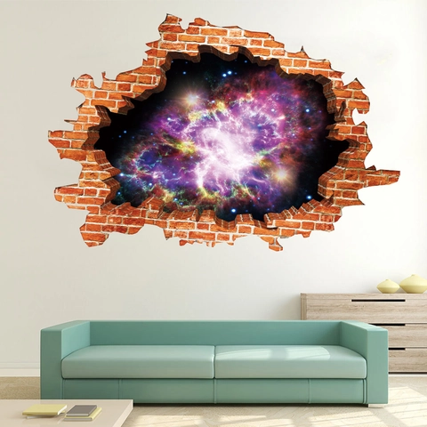 3D Gebrochene Wand Galaxie Nebel Wandtattoo PVC Abnehmbare Weltraum Sternenhimmel Aufkleber Für Kinderzimmer Schlafzimmer