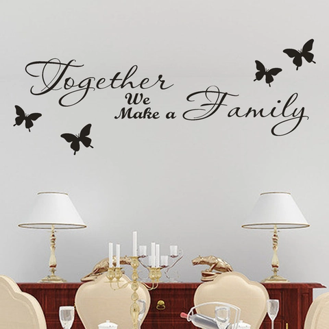 Pegatina De Pared Con Cita Together We Make A Family Y Silueta De Mariposa De PVC Impermeable Removible Para Decoración