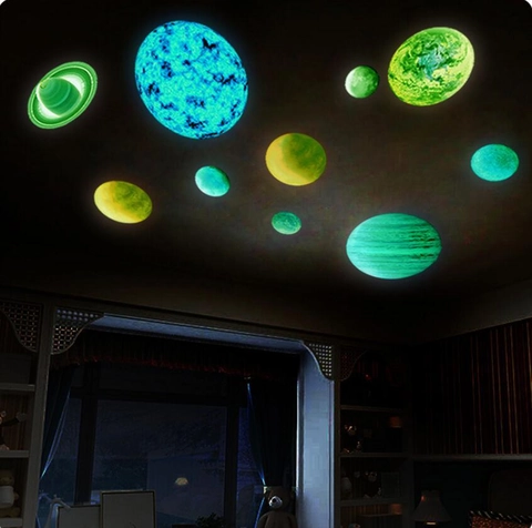 Adesivi Murali Luminosi Sistema Solare Pianeti Fluorescenti Per Camera Dei Bambini Soffitto Fai Da Te Decorazione Astronomia