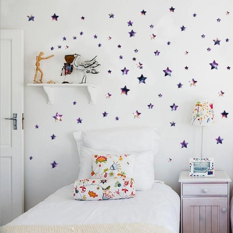Adesivi Murali Stelle del Cielo Stellato Galassia Decalcomanie da Muro Nebulosa Stella in PVC Rimovibili per Decorazioni Casa