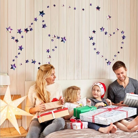 Adesivi Murali Stelle del Cielo Stellato Galassia Decalcomanie da Muro Nebulosa Stella in PVC Rimovibili per Decorazioni Casa