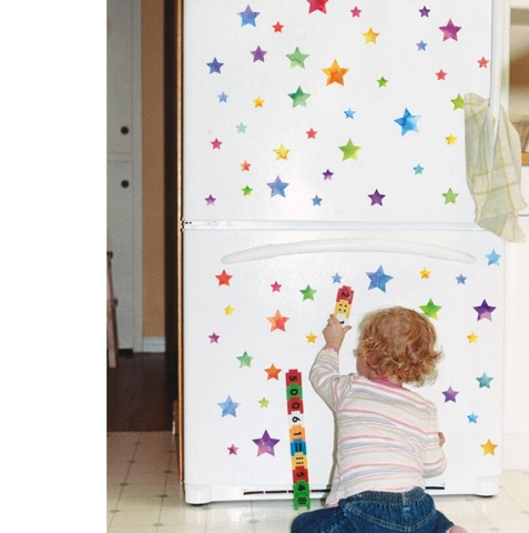 Watercolor Colorful Star Wall Stickers Removable PVC Waterproof Star Decals For Kids Room Bedroom Kitchen Furniture Decor