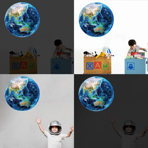 Pegatina de Pared Tierra Luminosa PVC Glow In The Dark Calcomanía Mapa Del Planeta Para Habitación Niños Jardín de Infancia