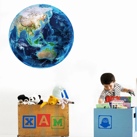 Pegatina de Pared Tierra Luminosa PVC Glow In The Dark Calcomanía Mapa Del Planeta Para Habitación Niños Jardín de Infancia